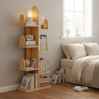Space-Saving Narrow Bedside Shelf Stable Design Space Filler Shelf Multi-Tier Leaning Bookshelf Large Capacity for Small Areas