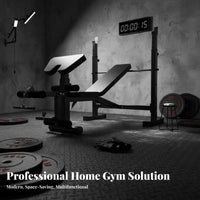 Space Saving Adjustable Weight Bench with Squat Rack Heavy-Duty Steel Frame Bench Press and Squat Rack Combo Non-Slip Feet Home Gym Workout Station