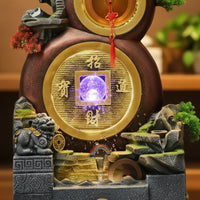 Grand Opening Gift Gourd Shaped Water Fountain Relaxing Ambiance Feng Shui Rockery Fountain Tranquil Atmosphere Circulating Water Landscape Ornament Mist Generator for Business Owners, Living Room, Office, Company Lobby, Hotel