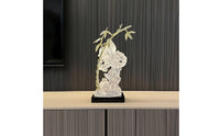Resin Stone Ornament with Crystal Base Gold-Toned Metal Leaf Sculpture Artistic