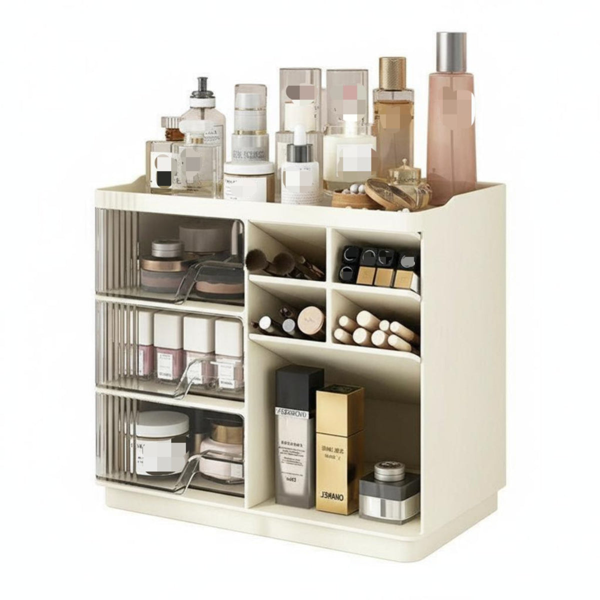 Desktop Makeup Box with Drawers Drawer Design Footed Vanity Box with Drawers