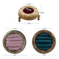 round Velvet Display Platter Elegant Design Retro Photo Prop Tray Baroque Style Trinket Dish for Photographers