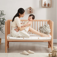 Beech Crib Multifunction Wooden Baby Crib Movable Baby Bed Solid Wood Non Finish for Newborns, Nursery, Bedroom