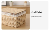 Lidded Wovendesign & aesthetic Basket adaptable Lidded Woven Box Handwoven for Students