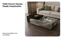 2 Pieces Minimalist Design Coffee Table Set Scratch-Resistant Rectangular Coffee Blocks with Storage Flexible Combination Household Furniture Easy to Clean for Modern Design Enthusiasts, Families, Apartment Dwellers, Living Room, Home, Lounge Area, Office