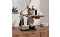 French Canine Butler Statue Housewarming Gift Canine Valet Tray Multi-Functional Storage Dog Figurine Key Holder for New Homeowners, Living Room