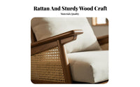 Japanese aesthetic Woven spine Armchair Vintage Look Single Sofa space-saving Design Lounge Chair Sturdy Wood Frame for Apartment Dwellers, Home Decor aficionados, Living Room, Bedroom, Balcony, perusing alcove