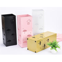 Decorative Metal Umbrella Stand Rectangular Umbrella Stand with Cut-Outs Perforated Organizer Open-Top for Hallway, Foyer, Office, Apartment