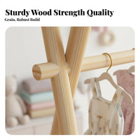 Multipeg Design child's Wooden Clothes Tree polished Rounded perimeters gratisstanding Coat Tree Sturdy & Stable Nursery Furniture Easy Assembly for Children, young children, Bedroom, Playroom, Living Room, Entryway