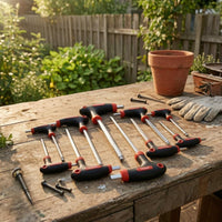 10 Pieces T-Handle Hex Key Set Hanging Holes Manual Tool Kit Red Accents