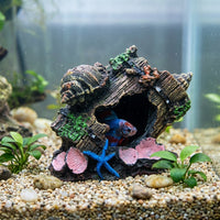Resin Barrel Aquarium Decoration, Broken Barrel Decor and Aquarium Ornaments, Weathered Textured Hiding Cavity for Freshwater and Terrariums