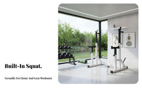 Stable and Safe Adjustable Squat Rack Space-Saving Design Adjustable Bench Press Rack Long-Lasting Powder Coat Finish Multi-Functional Barbell Stand Small Footprint