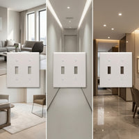 Double Toggle Switch Polycarbonate Thermoplastic Light Control Switch with Faceplate Two-Gang Wall Plate 20A Smooth Finish