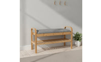 Shoe-Changing Bench Upholstered Shoe Bench Slatted Furniture for Entryway, Mudroom, Hallway