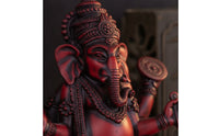 Detailed Ganesha Statue with Pedestal Ornate Ganesha Statue Decorative Elephant God Figurine Carved for Home Altar, Meditation Room, Entryway