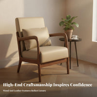 High-Density Foam Cushion Restaurant Booth Seating Easy to Clean Retro Leather Sofa Wood Frame Armchair for Cafe Owners, Hotel Managers, Interior Designers, Coffee Shop, Lounge Area