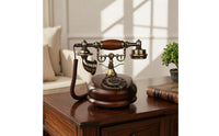 Antique Style Telephone Wood-Finish Vintage Telephone Retro Phone Corded Old-Fashioned Phone Decorative for Decorators, Study
