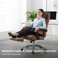 Lumbar Support Reclining Ergonomic Chair with Footrest Adjustable Headrest High-Back Reclining Chair with Footrest 360° Swivel Computer Seat Breathable Backrest for Executives, Remote Workers, Students, Napping, Study Room, Gaming Setup