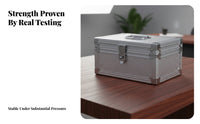 Heavy Duty Lockable Money Box Lightweight Lockable Storage Box Reinforced Corners Metal Document Case Soft Interior Lining for Business Owners, Professionals, Office, Retail Outlet, Workshop, Worksites