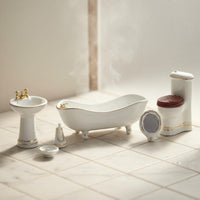 5 Pieces 1:12 Scale Washroom Set Realistic Design Dollhouse Washroom Set No Assembly Required for Collectors, Hobbyists, Model House, Diorama