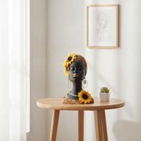 Woman Bust Sculpture African-Influenced Female Bust Sculpture Decorative Lady Figurine for Home Stylists, Art Collectors, Living Room, Entryway Table