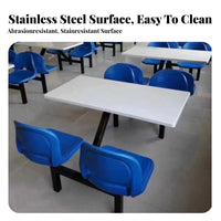 4-Person Attached Seating Unit Space-Saving Design Canteen Furniture Easy to Clean Cafeteria Table for Diners, Employees, School Lunchroom, Food Court