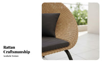 3 Pieces Handwoven Design 3-Piece Wicker Patio Set All-Weather Woven Armchair and Table Set Washable Cushions Outdoor Furniture Waterproof for Homeowners, Couples, Hospitality Business Owners, Balcony, Courtyard, Garden, Backyard