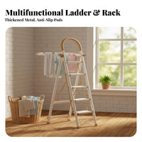 Foldable Ladder Clothes Rack Space-Saving Multi-Purpose Ladder Anti-Slip Climbing Equipment Portable for Homeowners, DIY Enthusiasts, Indoors, Balcony, Apartment, Kitchen