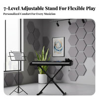 Foldable X shaped Keyboard Stand Anti-Slip Feet X shaped Keyboard Stand Heavy Duty Portable Digital Piano Holder for Artists, Kids, Practice Room, Studio, Home