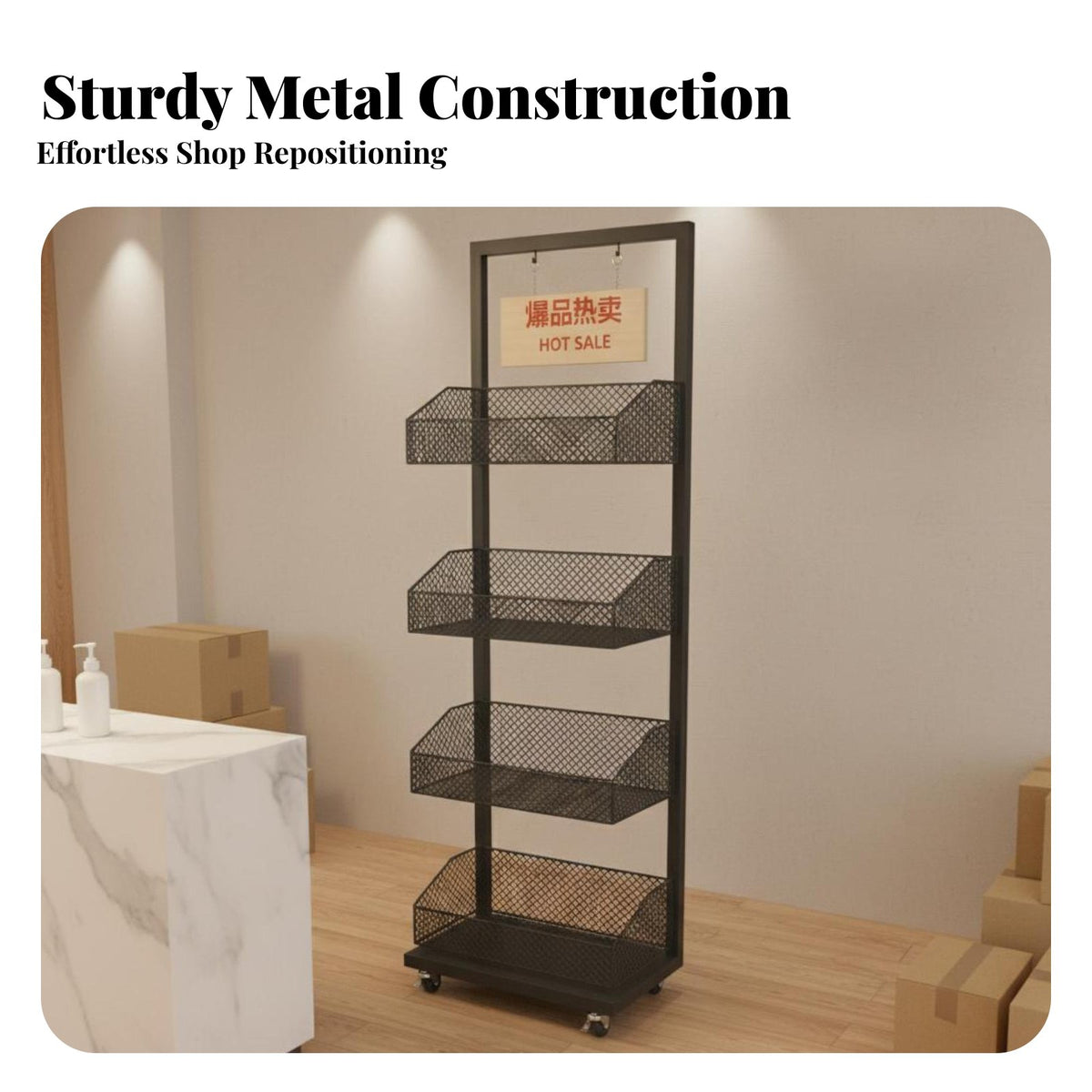 Quick Assembly Cosmetics Display Unit Stylish Design Multi-Layer Display Shelf Flat Pack Mobile Merchandise Stand No Tools Required for Shopkeepers, Retail Managers, Convenience Shop S, Temporary Shops, Countertops, Farmers Markets