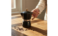 Wood Handle Coffee Pot Portable Italian Coffee Pot Stovetop Espresso Brewer Fast Heating Kitchen Appliance Multi-Use for Campers