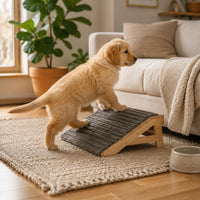 Wooden Dog Stairs Easy to Climb Dog Ramp Stairs Soft Surface Mat for Bed