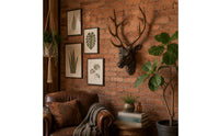 Modern Design Mosaic Deer Head Eye-Catching Deer Head Wall Decor Gold Finish Horn Wall Plaque Fade-Resistant for Living Room, Entryway
