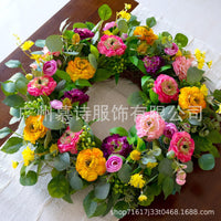 Peony Flower Wreath Spring Wreath Summer Bright Multicolor Wreath Wildflower Artificial Flower Decoration