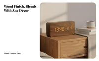 LED Wooden Alarm Clock Minimalist Design Wooden LED Alarm Clock 3 Brightness Levels Home Electronics for Students, Office Workers, Bedroom, Dorm Room