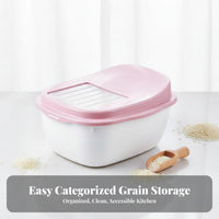 Rice Storage Container Water-Resistant-Resistant Sealed Grain Dispenser Transparent Window Large Capacity Grain Dispenser for Kitchen, Pantry