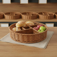 Sturdy Imitation Rattan Snack Basket Rustic Design Woven Fruit and Bread Basket Multi-Purpose for Shopkeepers, Caterers, Parties
