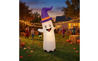 Halloween Inflatable Ghost Inflatable Ghost with Witch Hat Outdoor Yard Decoration Cute for Families, Homeowners, Lawn, Front Porch