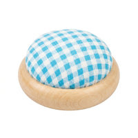 Wooden Base Pin Cushion Plaid Pin Cushion Sewing Accessory for Crafters, Beginners