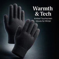 Warm Acrylic Knitted Gloves for Walking Dog, Thermal Gloves for Shoveling Snow, Touchscreen Jacquard Knit Gloves for Running