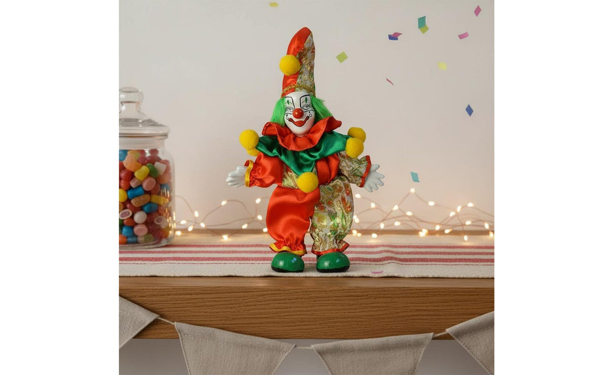Handmade Ceramic Clown Doll Artistic Craft Handmade Porcelain Construction Collectible Clown Figurine for Collectors