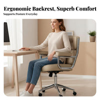 Adjustable Height Tufted Rolling Armchair Comfortable Padded Seat Desk Chair Ergonomic Backrest Office Furniture 360-Degree Swivel for Telecommuting Workers, Students, Adults, Bedroom, Study Room, Dormitory