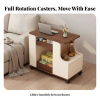 Elevating Top End Table Space Saving Design Rolling Sofa Side Table Versatile Swivel Top Storage Cart for Students, Adults, Living Room, Bedroom