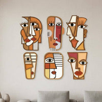 Picasso Inspired Face Hanging Artistic Design Wooden Cubism Wall Decor