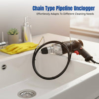 Unclogging Tool, Chain-Type, Drain Cleaner, Bathroom, Kitchen, Toilet, Oil, Metal, Adjustable Length