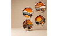 4 Pieces Forest Landscape Wall Decor Mountain Plaque with Landscape Design Wall Plaque Layered Wood Panel Bohemian