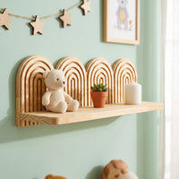Wooden Shelf with Rainbow Arch Decorative Arch Wall Shelf Bohemian Furniture for Bedroom, Living Room, Entryway