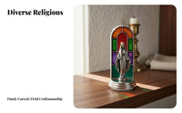 Miniature Religious Statue Ready to Gift Christian Saint Metal Figure Glossy Coat Catholic Display Ornament for Christians, Personal Altar, Desk