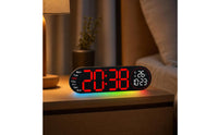LED Clock with Ambient Light Large Display Digital Wall Clock Bright for Bedroom