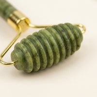 green stone Facial Massage Set with two Head Roller, Zinc Alloy Body Sculpting Tool, Guasha Beauty treatment for Neck